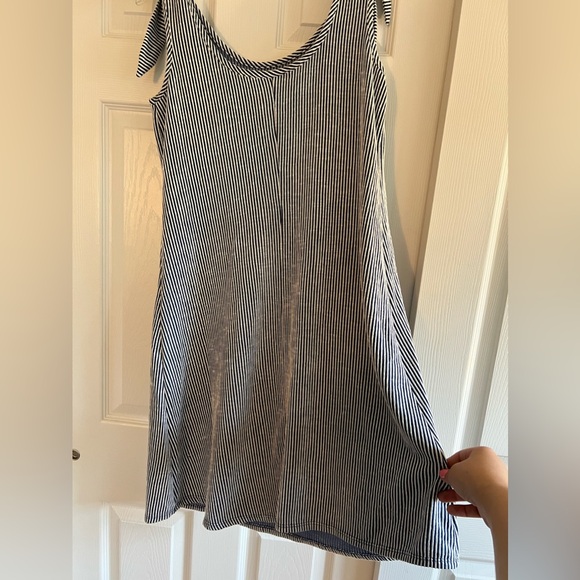 Blue & White Striped Sleeveless Dress - Picture 3 of 5